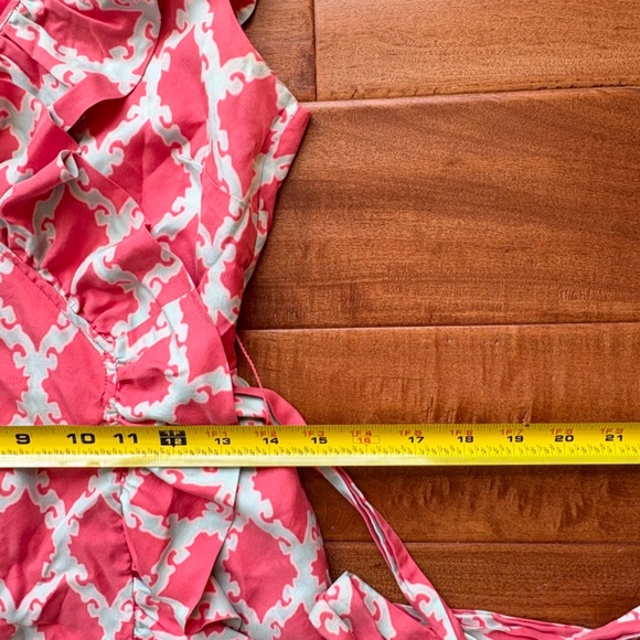 Kate Spade NY Andrey 100% Silk Wrap dress Size 2 Ruffle A-Line coral-Red/cram - Picture 6 of 15